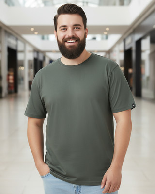 BEWAKOOF Solid Men Round Neck Grey T-Shirt