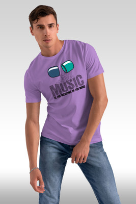 Yes Fashion Printed Men Round Neck Purple T-Shirt