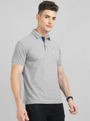 Trend Twist Solid Men Polo Neck Grey T-Shirt