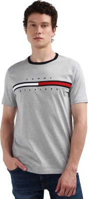 TOMMY HILFIGER Printed Men Crew Neck Grey T-Shirt