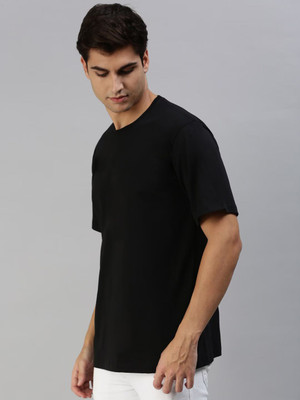 RULEDBYSUN Solid Men Round Neck Black T-Shirt