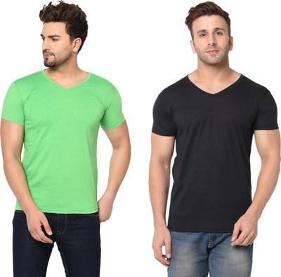 Adorbs Trend Solid Men V Neck White T-Shirt