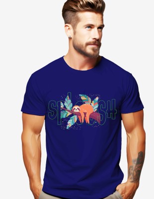 SPLOOSH Graphic Print Men Round Neck Blue T-Shirt