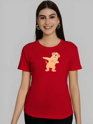 SZN Graphic Print Women Round Neck Red T-Shirt