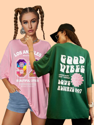 SYDNEY HILLS Printed Women Round Neck Multicolor T-Shirt