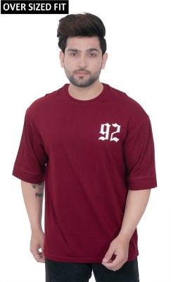 E-MAX Typography Men Round Neck Maroon T-Shirt