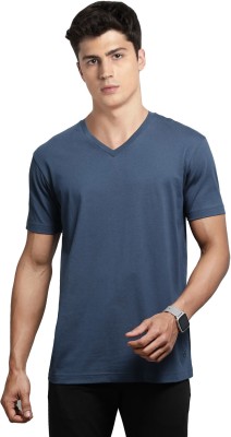 JOCKEY Solid Men V Neck Dark Blue T-Shirt