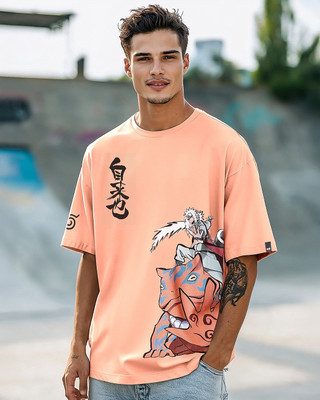 BEWAKOOF Graphic Print Men Round Neck Orange T-Shirt