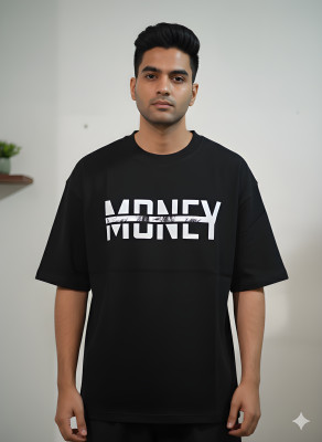 DRXXFIT Graphic Print, Solid Men Crew Neck Black T-Shirt