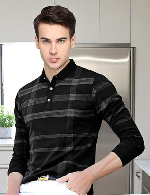 Autna Printed Men Polo Neck Black T-Shirt