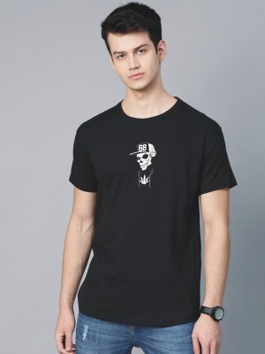 jorkk Printed Men Round Neck Black T-Shirt