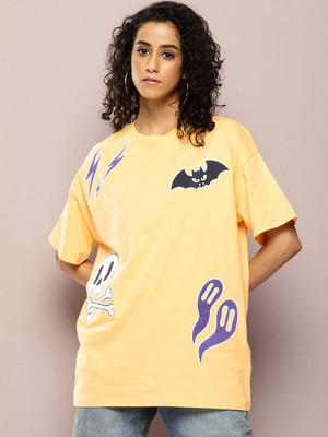 Kook N Keech Disney Printed Women Round Neck Yellow T-Shirt