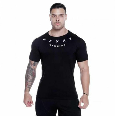SPOWEARY Printed Men Round Neck Black T-Shirt
