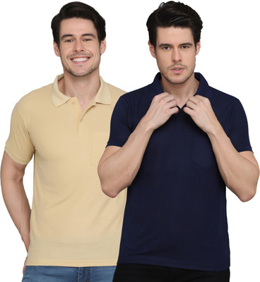 INKKR Solid Men Polo Neck Multicolor T-Shirt