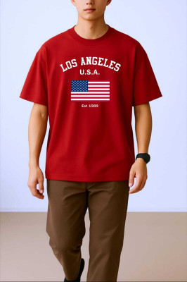 goodsign Printed Men Round Neck Red T-Shirt