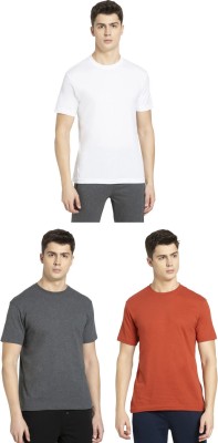 JOCKEY Solid Men Round Neck Grey, Orange, White T-Shirt