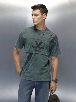 WROGN Washed Men Crew Neck Green T-Shirt