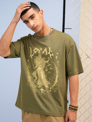 HIGHLANDER Printed Men Round Neck Green T-Shirt