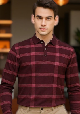 Autna Printed Men Polo Neck Maroon T-Shirt