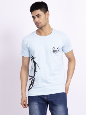 wash and wear Printed Men Round Neck Maroon T-Shirt