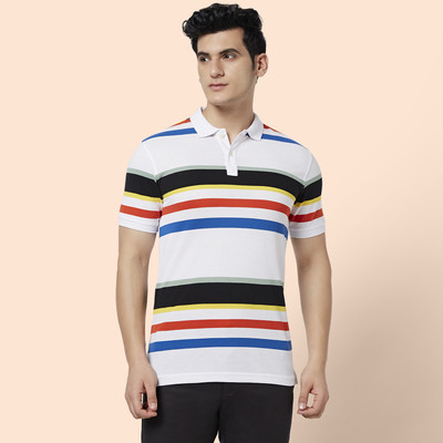 Byford by Pantaloons Striped Men Polo Neck Multicolor T-Shirt
