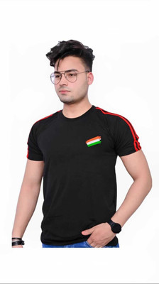 Shri Krishna Solid Men Round Neck Black T-Shirt