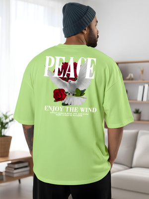annnackel Graphic Print Men Round Neck Green T-Shirt