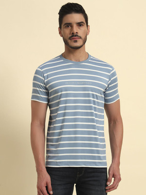 CANTABIL Striped Men Round Neck Blue, White T-Shirt