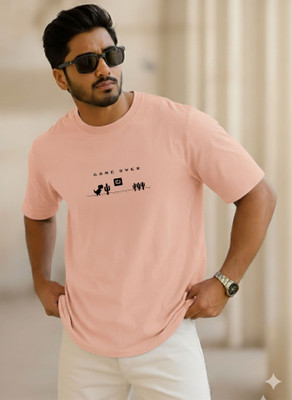 SINNER STREET Printed, Cartoon, Self Design Men Round Neck Brown T-Shirt