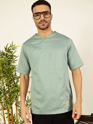 THOMAS SCOTT Solid Men V Neck Green T-Shirt