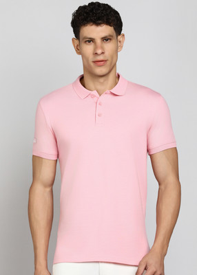United Colors of Benetton Solid Men Polo Neck Pink T-Shirt