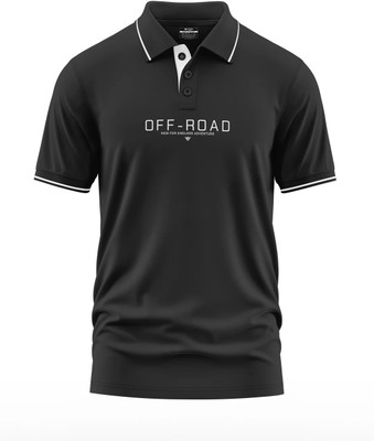 Warriorworld Typography Men Polo Neck Black T-Shirt