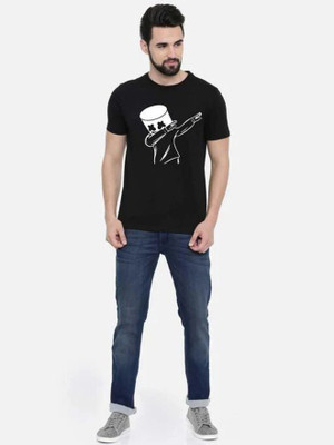 Lowrate Printed Men Round Neck Black T-Shirt