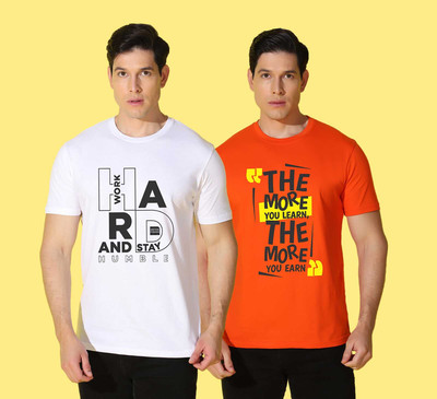 WOOSTRO Printed Men Round Neck Multicolor T-Shirt