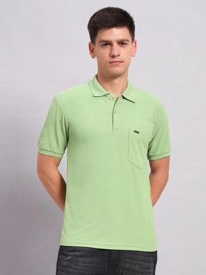 BLACK BLINK Solid Men Polo Neck Light Green T-Shirt
