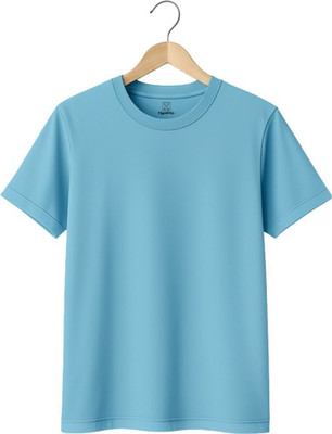 HypeDrip Solid Men Round Neck Light Blue T-Shirt