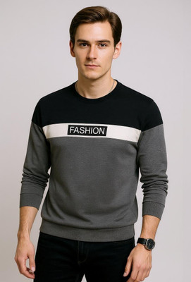 Autna Printed Men Round Neck Grey T-Shirt