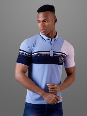 INVICTUS Printed Men Polo Neck Blue T-Shirt