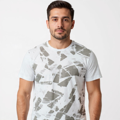 VITON Abstract, Printed Men Round Neck White T-Shirt