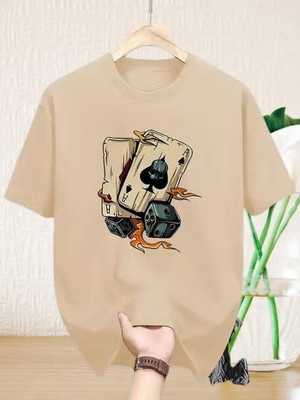 A&D brother Printed Men Round Neck Gold T-Shirt