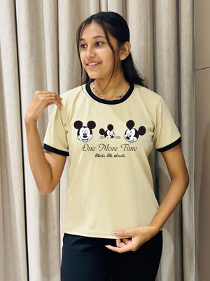 Moda Rapido Printed Women Round Neck Multicolor T-Shirt