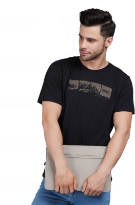 Sporto Printed Men Round Neck Black T-Shirt