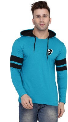 Blisstone Colorblock Men Hooded Neck Light Blue T-Shirt