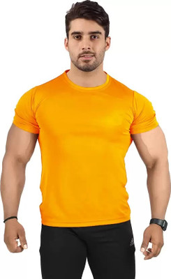 SL KARTIK CREATION Solid Men Round Neck Yellow T-Shirt