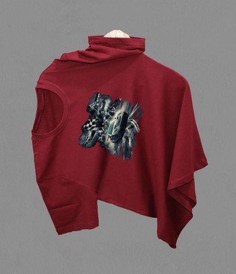 Magneto Striped Men Polo Neck Maroon T-Shirt