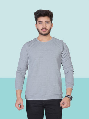 radhe creation Self Design Men Round Neck Grey T-Shirt