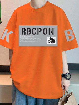 Manlino Printed Men Round Neck Orange T-Shirt