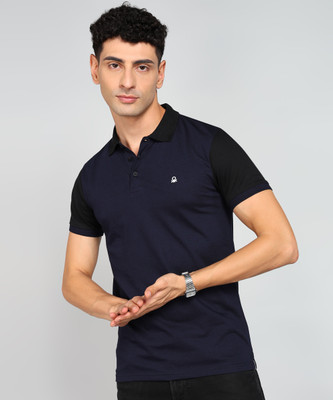 United Colors of Benetton Colorblock Men Polo Neck Dark Blue T-Shirt