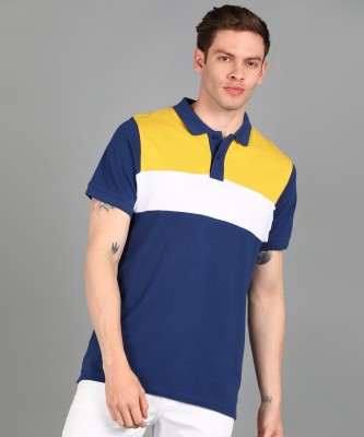 Urbano Fashion Colorblock Men Polo Neck Dark Blue T-Shirt