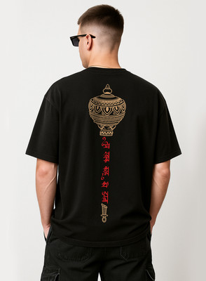 Hazuku Printed, Graphic Print, Typography Men Round Neck Black T-Shirt